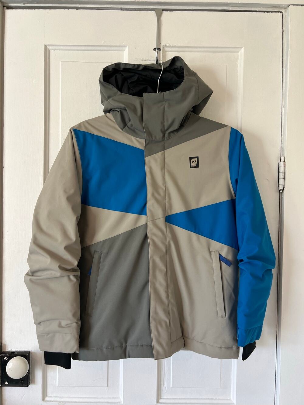 Orage kids boys ski snowboard coat jacket medium gray blue insulated hooded